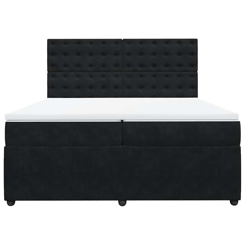 Cama com molas/colchão 200x200 cm veludo preto