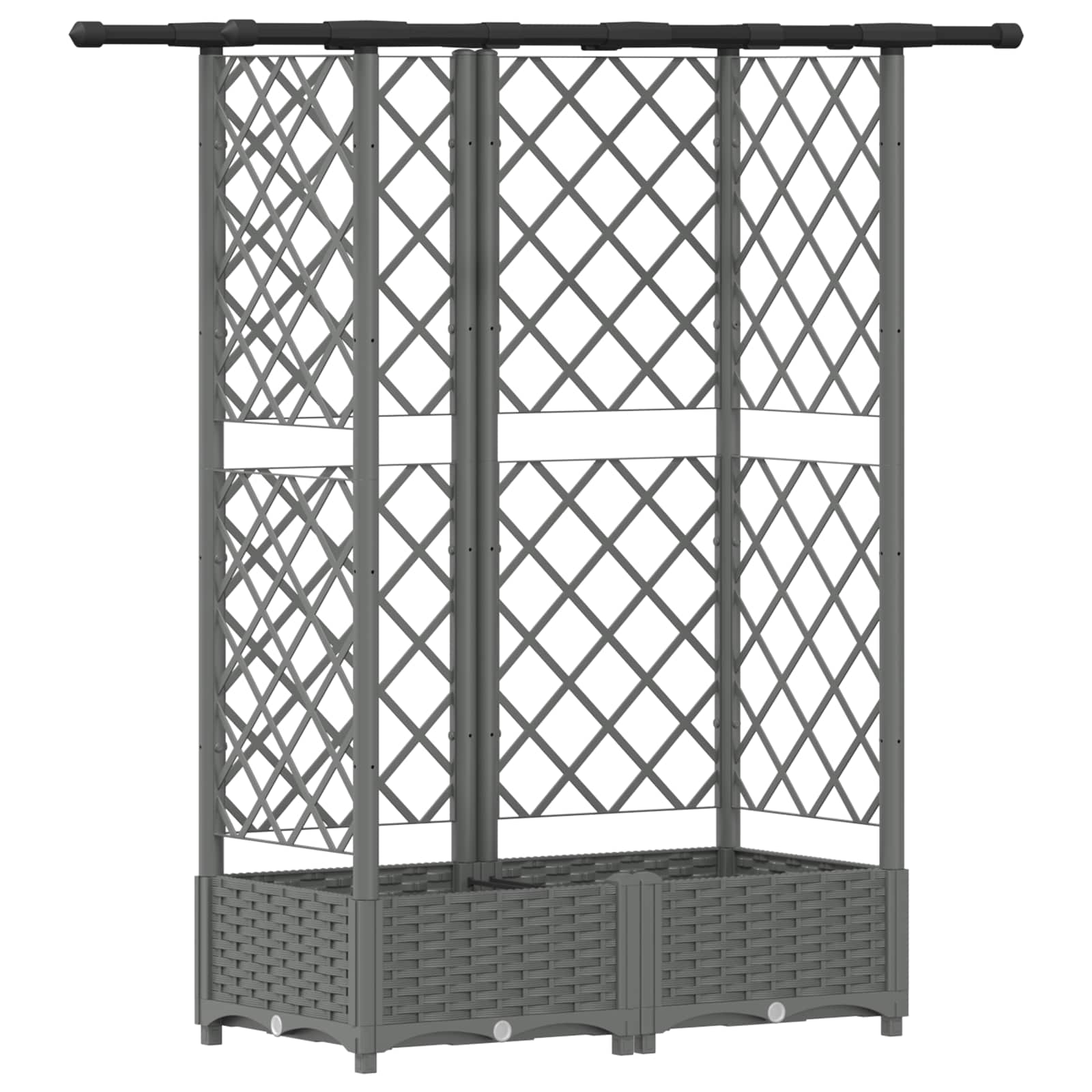 Cama elevada com treliça e telhado cinzento-claro PP