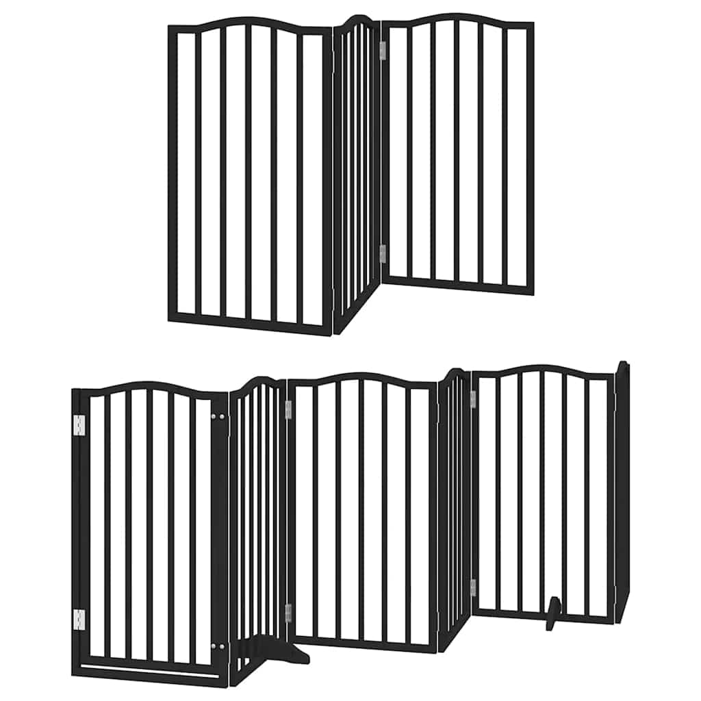 Portão p/ cães com porta dobrável 12 painéis 600 cm álamo preto