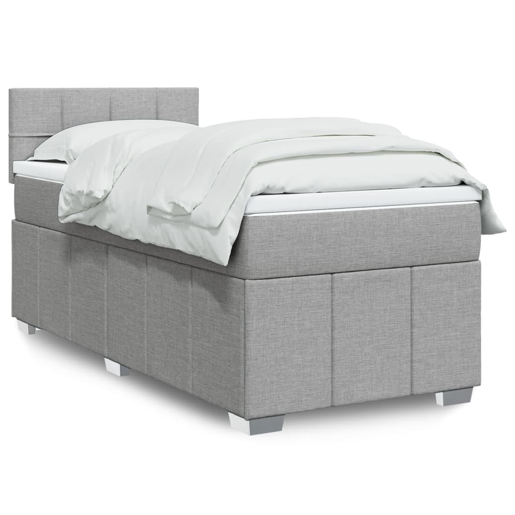 Cama com molas/colchão 80x200 cm tecido cinza-claro