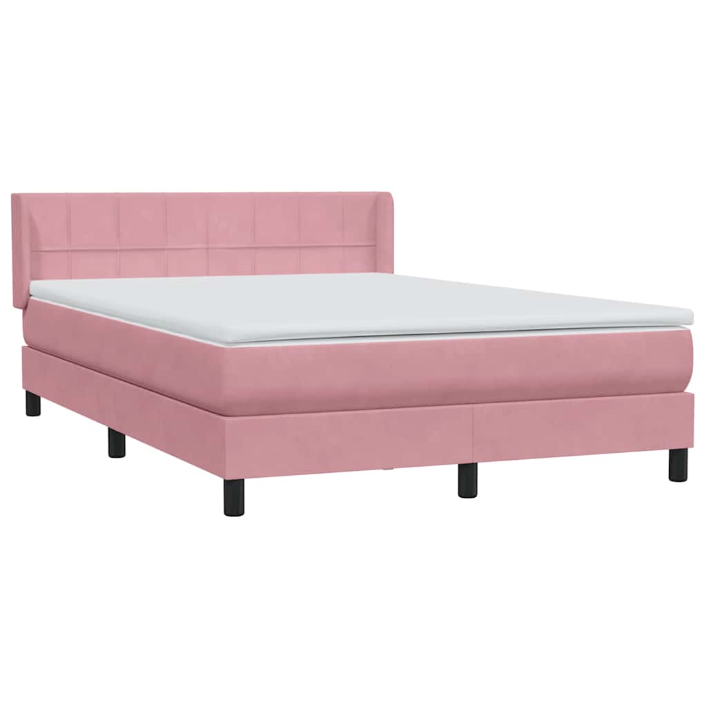 Cama com molas/colchão 140x210 cm veludo rosa