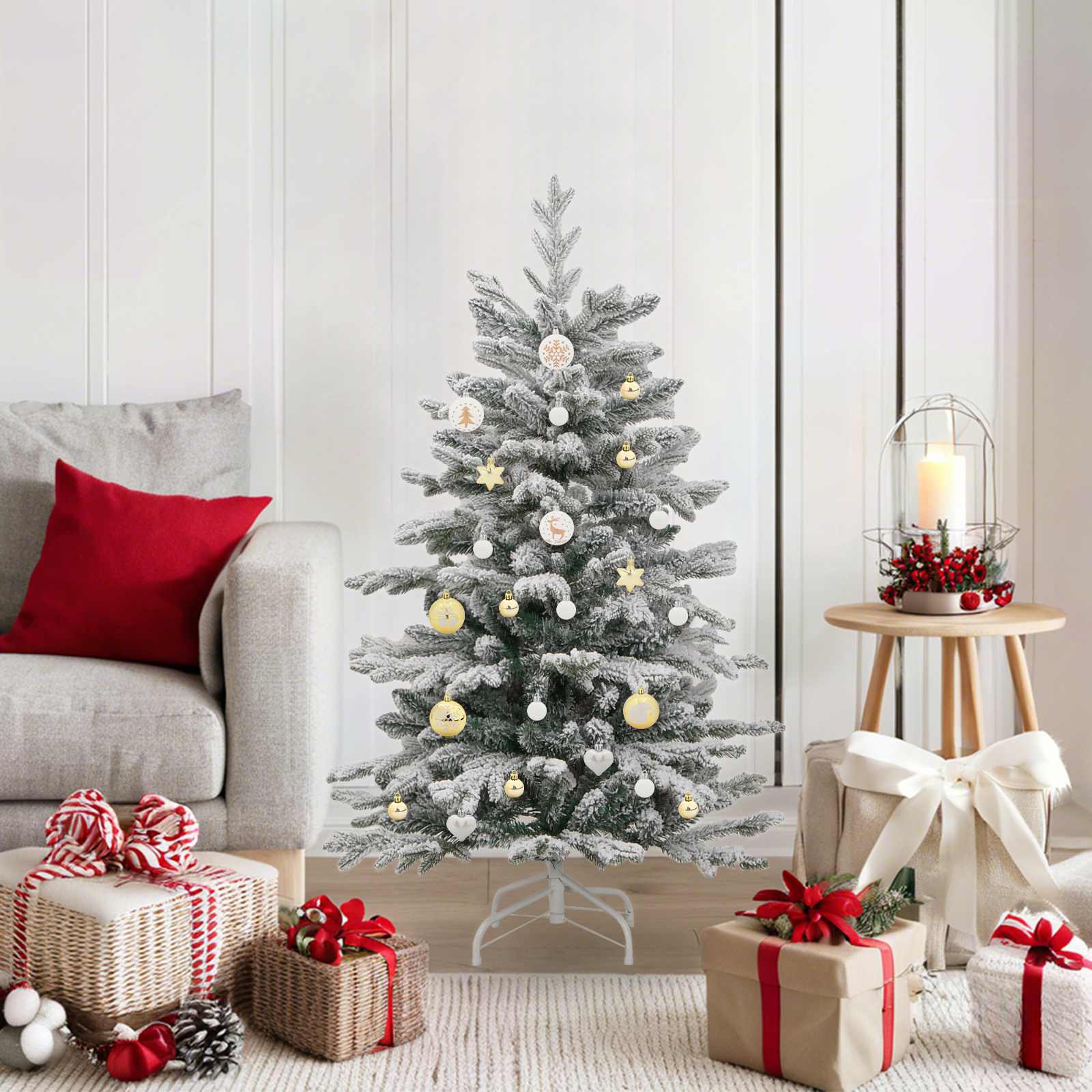 Conjunto de bolas de natal 40 unid. branco e dourado ø 6 cm