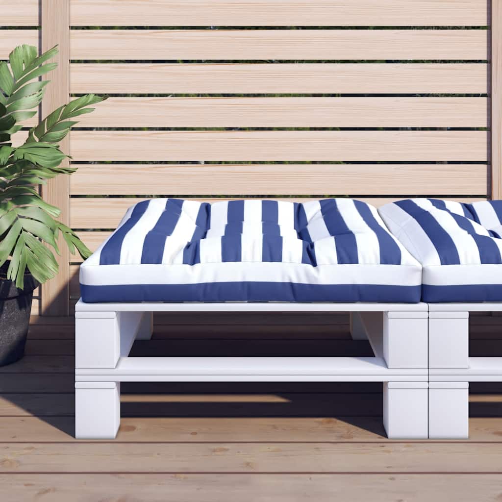 Almofadão para sofá de paletes 80x80x12 cm tecido azul/branco