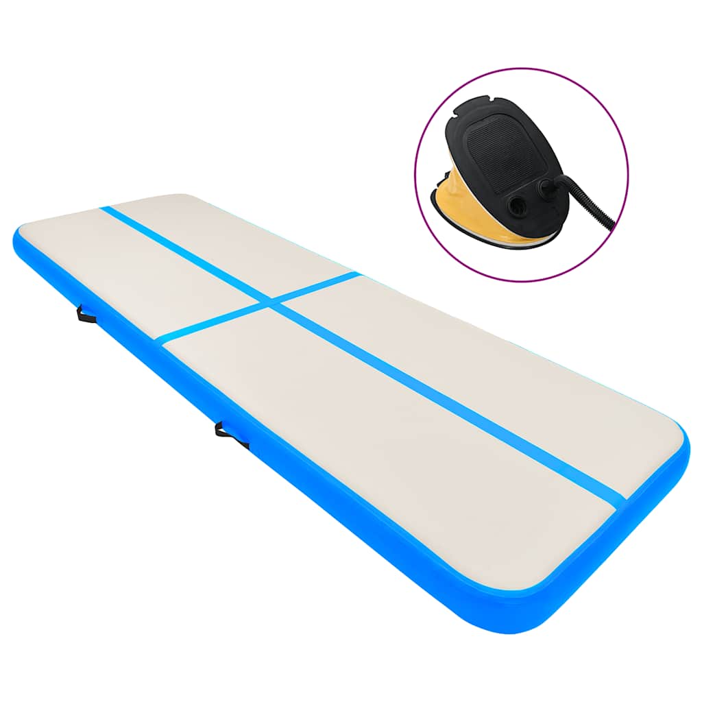 Colchão de ginástica insuflável c/ bomba 500x100x15 cm PVC azul