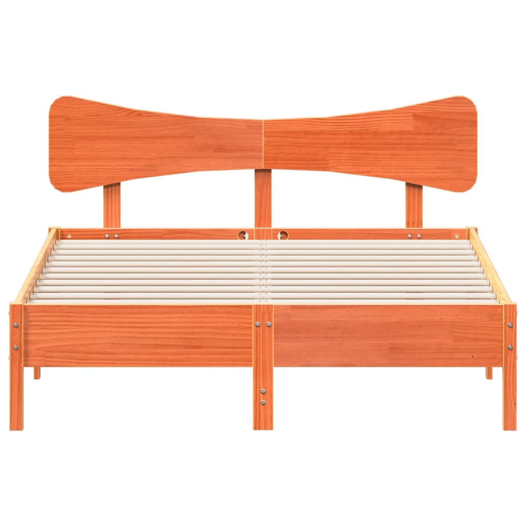 Cama sem colchão 120x190 cm madeira pinho maciça castanho-mel