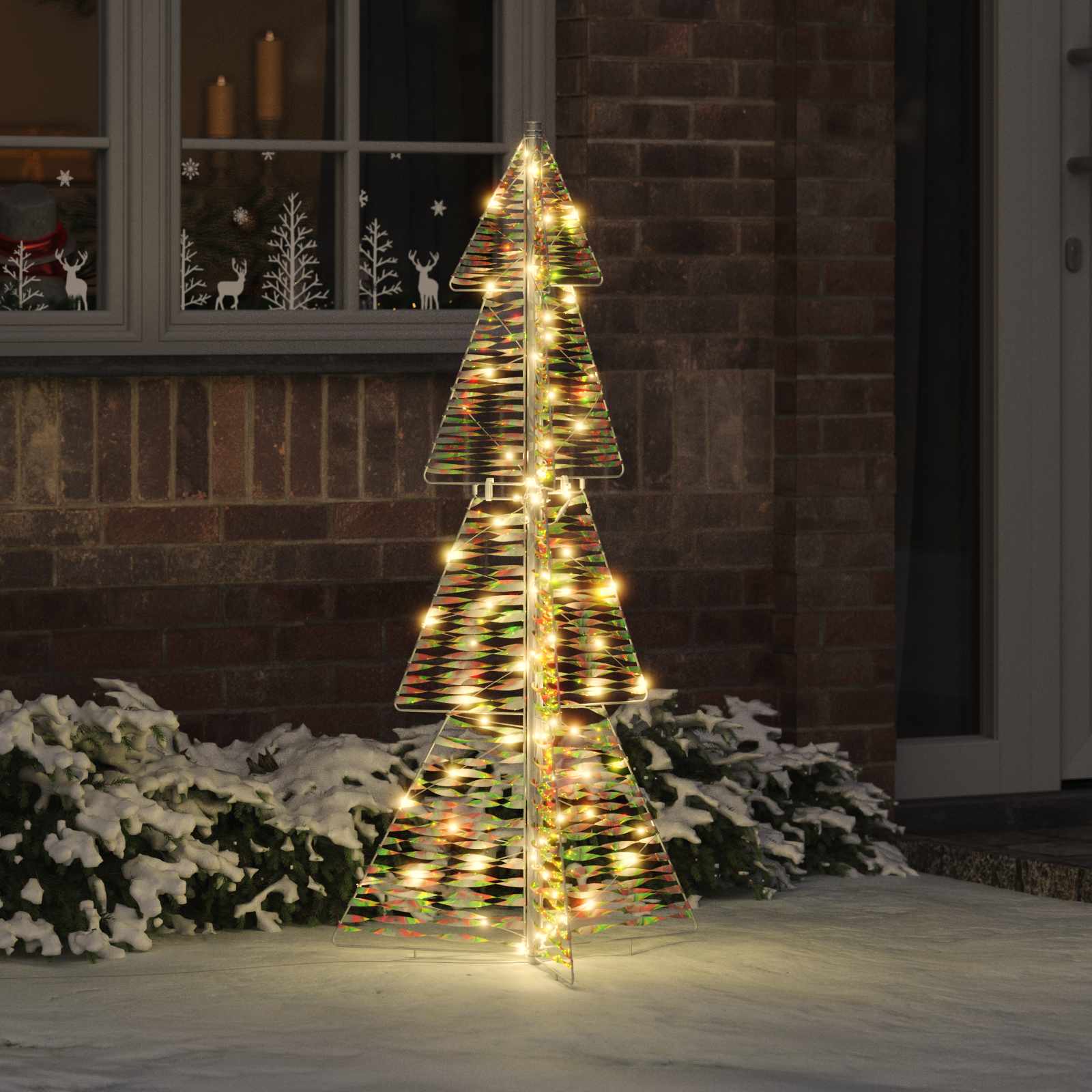 Árvore de natal com 100 leds branco quente 120 cm PET