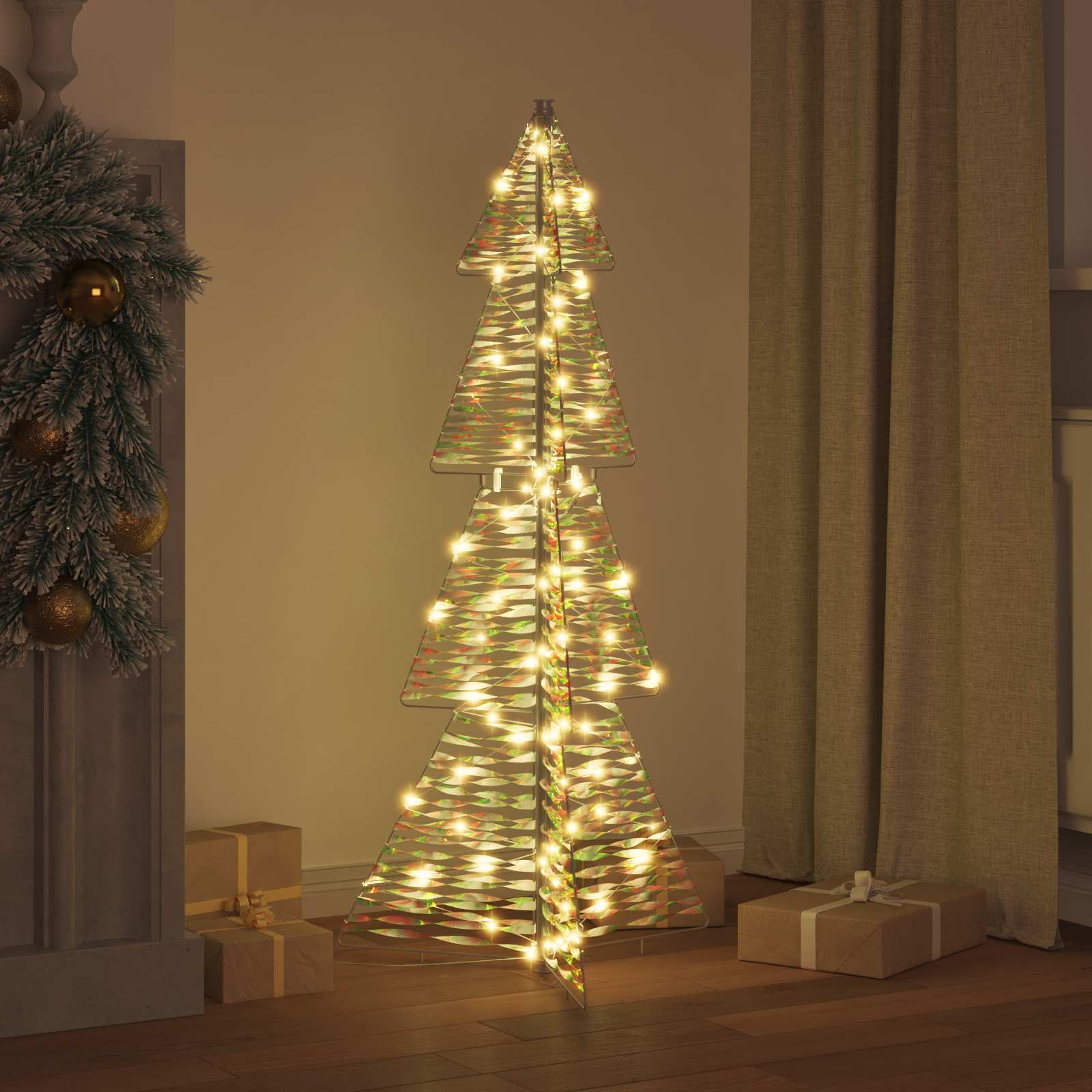 Árvore de natal com 100 leds branco quente 120 cm PET