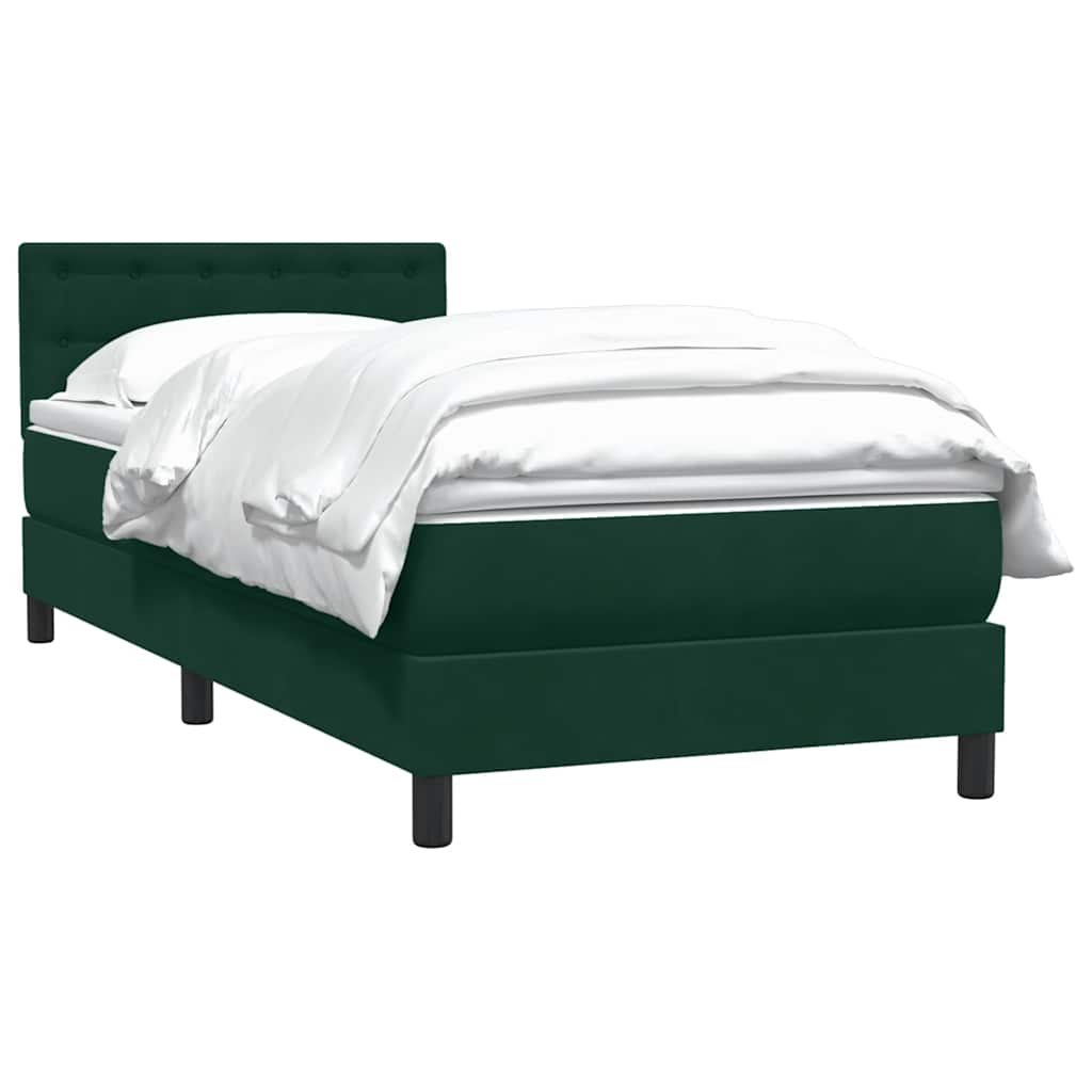Cama com molas/colchão verde-escuro 80x220 cm veludo