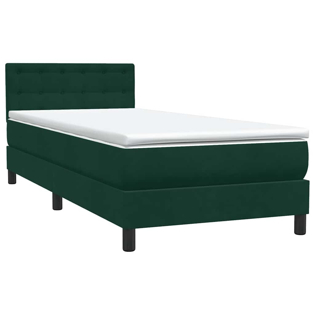 Cama com molas/colchão verde-escuro 80x220 cm veludo