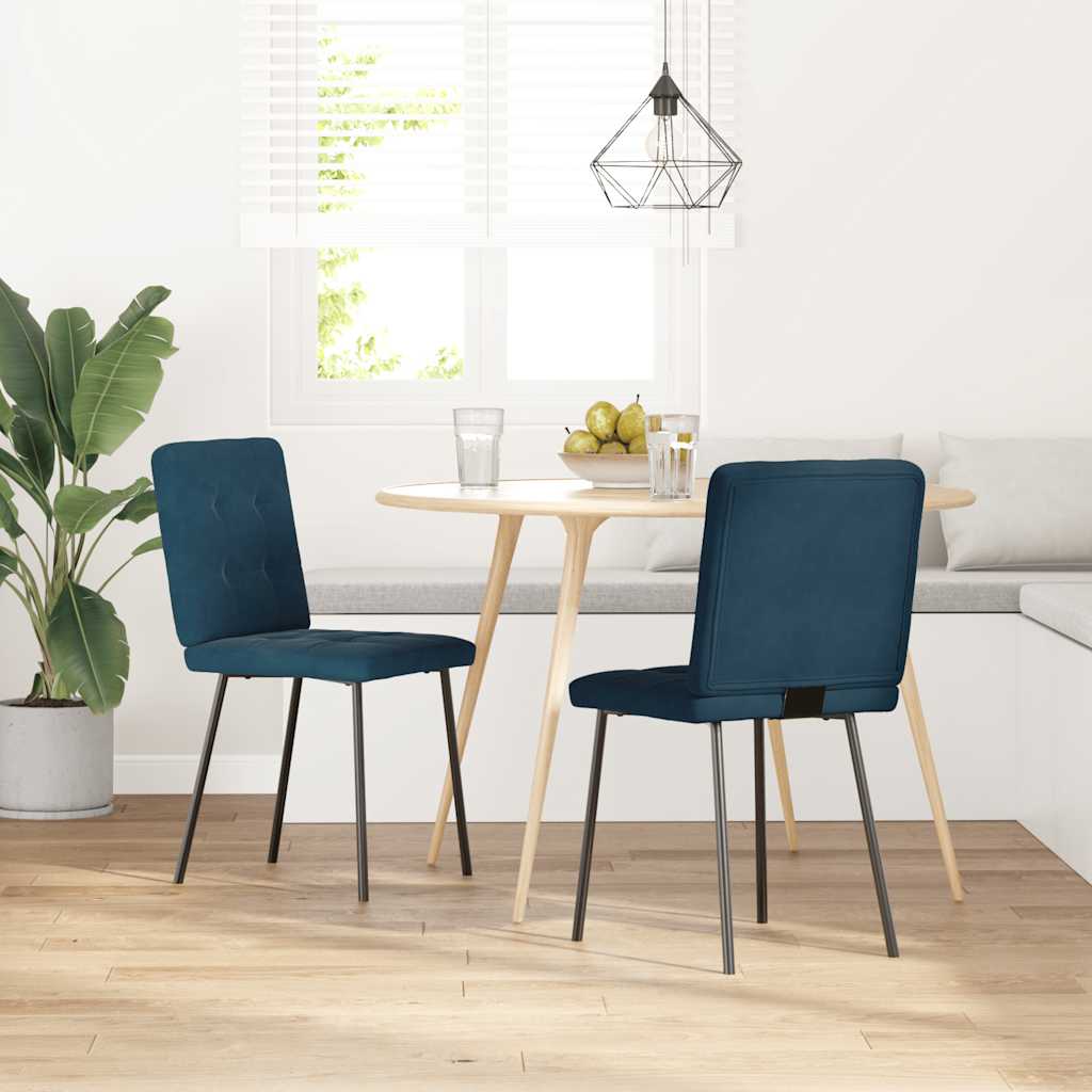 Cadeiras de jantar 2 pcs veludo azul