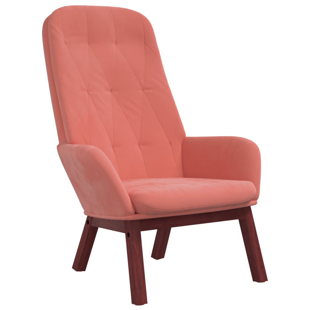 Cadeira de descanso com banco p/ pés veludo rosa