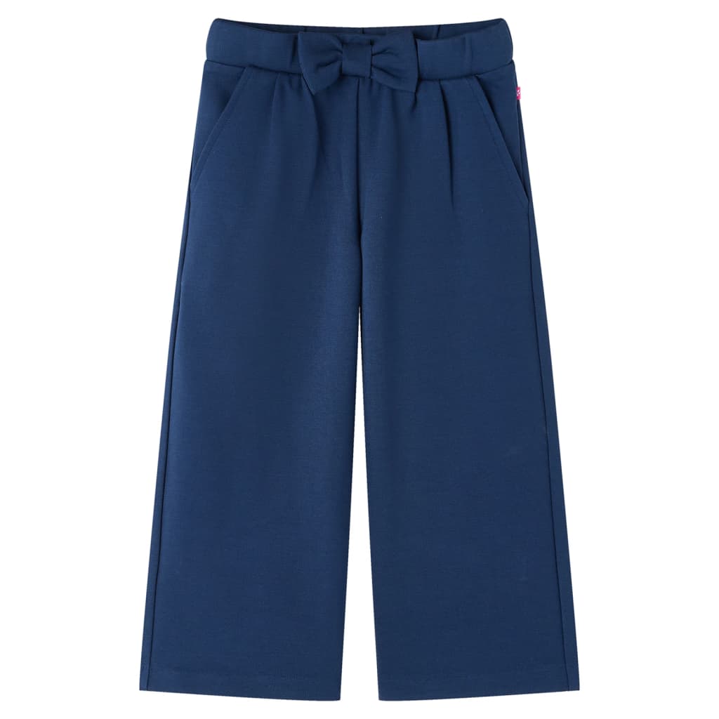 Calças de criança com pernas largas azul-marinho 116