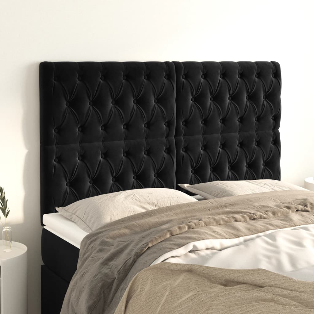 Cabeceira preta 160x7x118/128 cm veludo