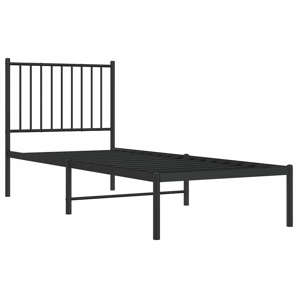 Estrutura de cama metal s/ colchão c/ cabeceira 75x190 cm preto