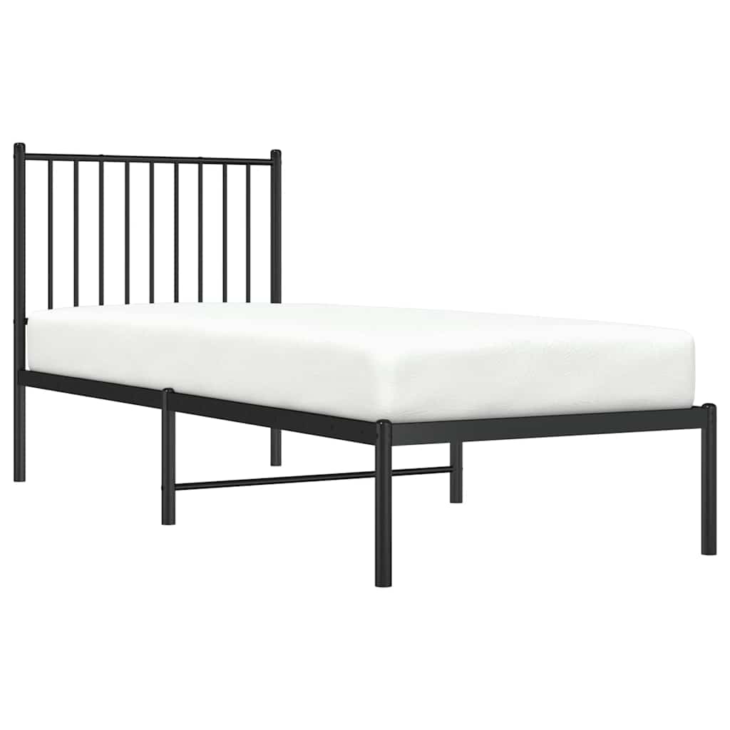 Estrutura de cama metal s/ colchão c/ cabeceira 75x190 cm preto