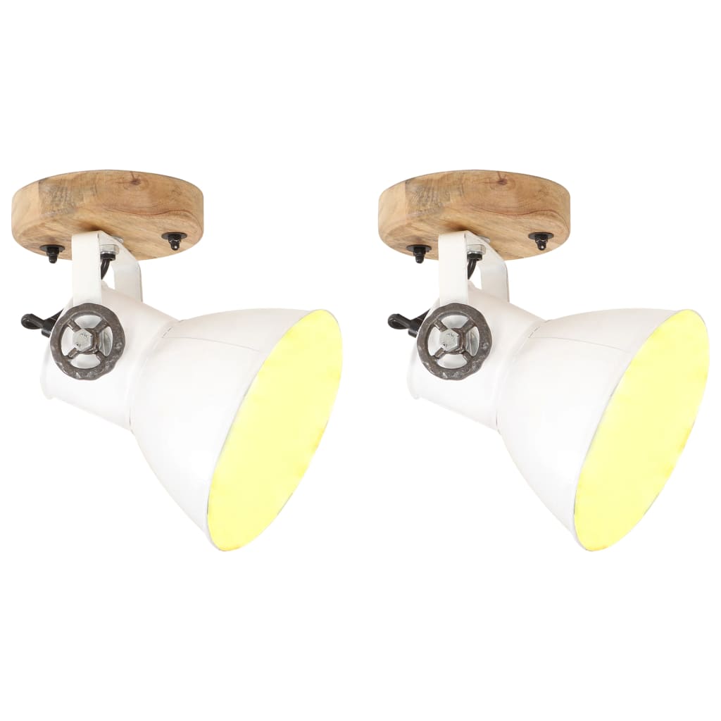 2 Pcs candeeiros parede/teto industriais 20x25 cm e27 branco