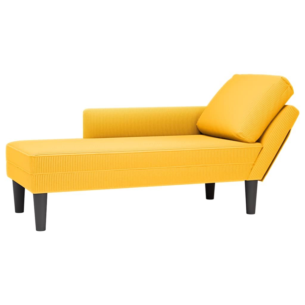 Chaise lounge com almofada tecido corduroy amarela claro