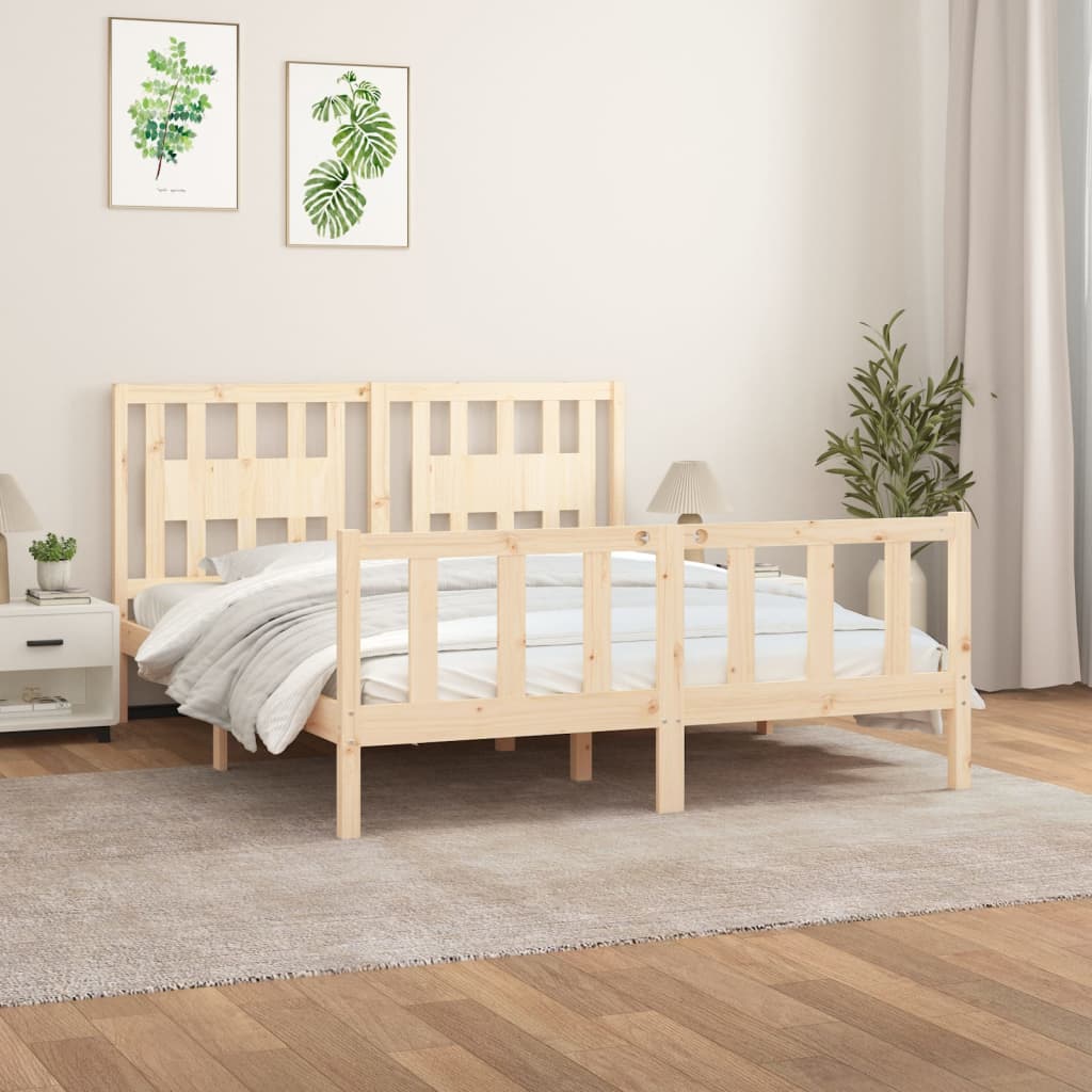 Estrutura de cama com cabeceira 160x200 cm pinho maciço