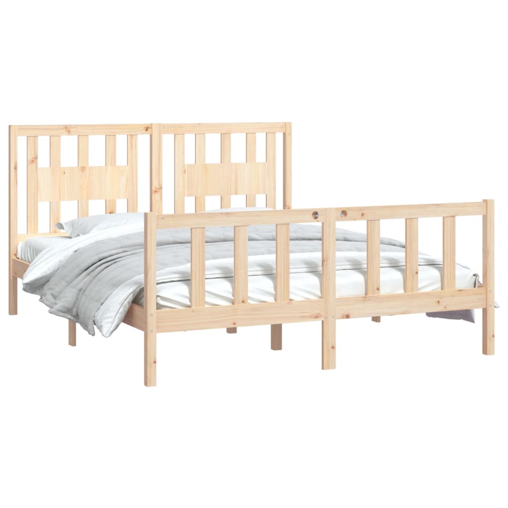 Estrutura de cama com cabeceira 160x200 cm pinho maciço