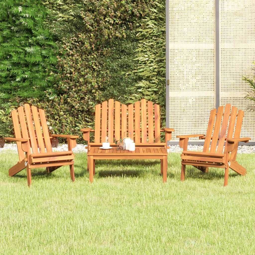 4 Pcs conjunto lounge de jardim adirondack acácia maciça