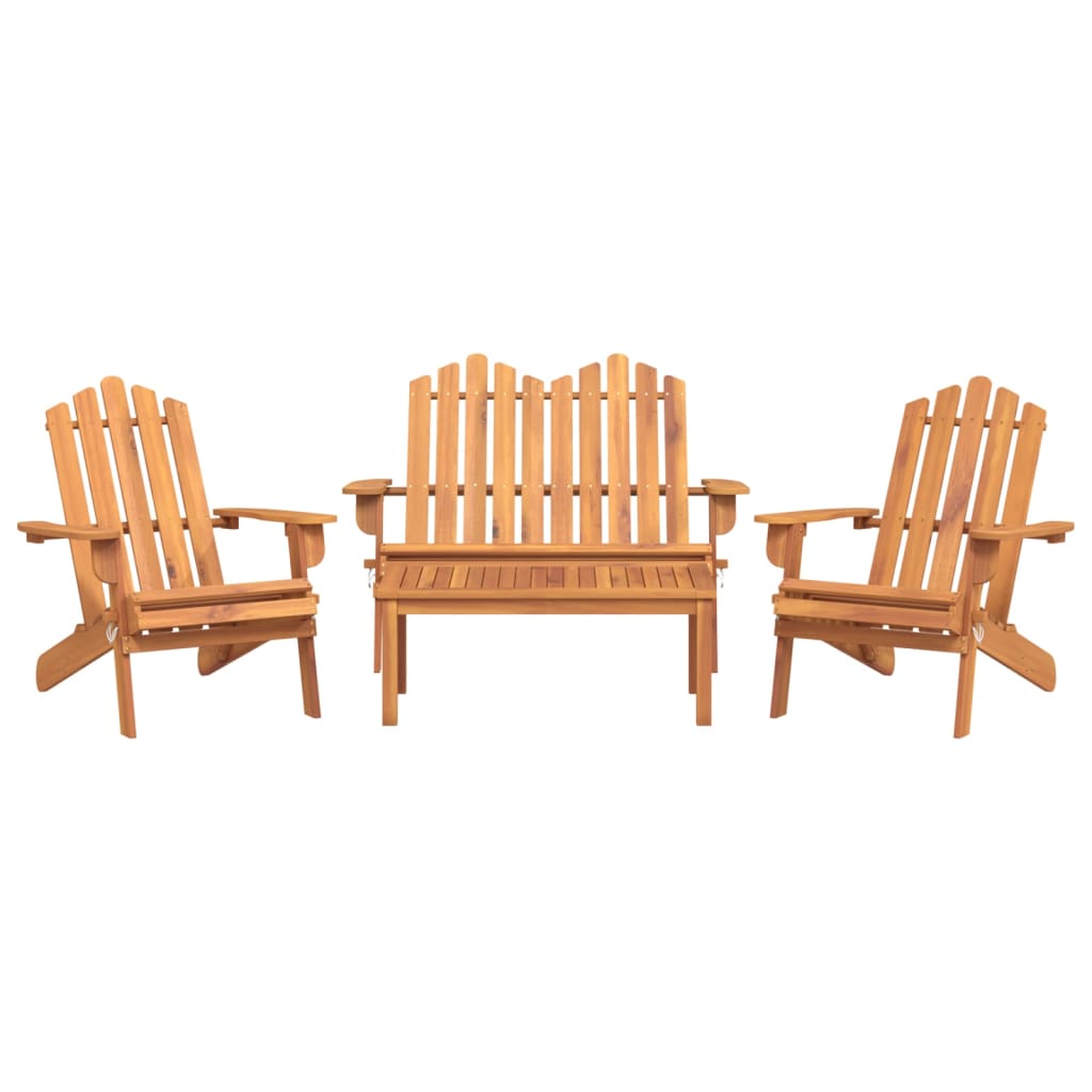 4 Pcs conjunto lounge de jardim adirondack acácia maciça