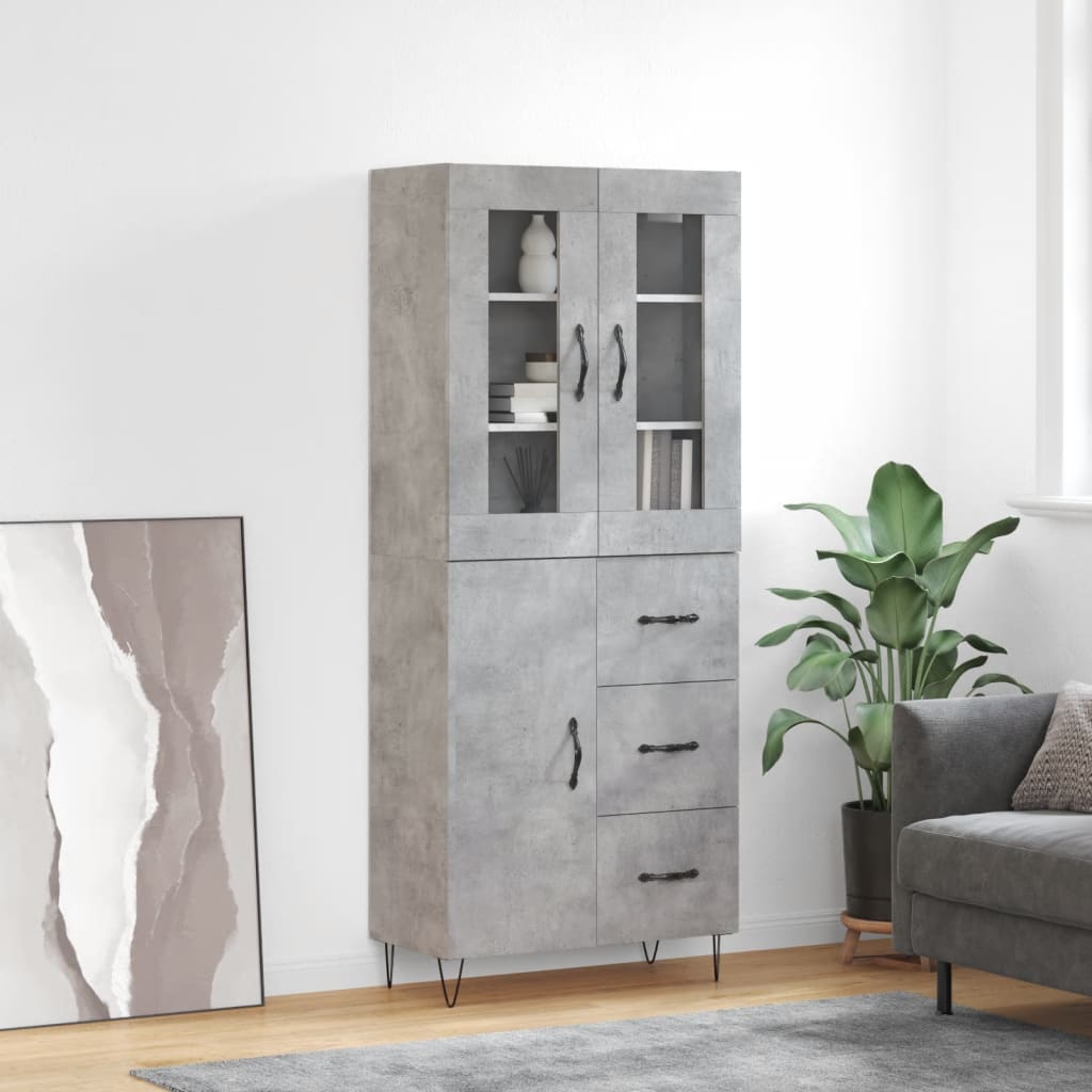 Armário alto 69,5x34x180 cm derivados de madeira cinza cimento