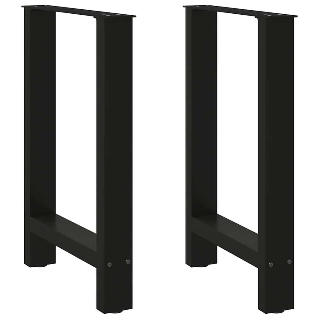 Pés para mesa de jantar pretos 2 peças 50x(72-73) cm aço