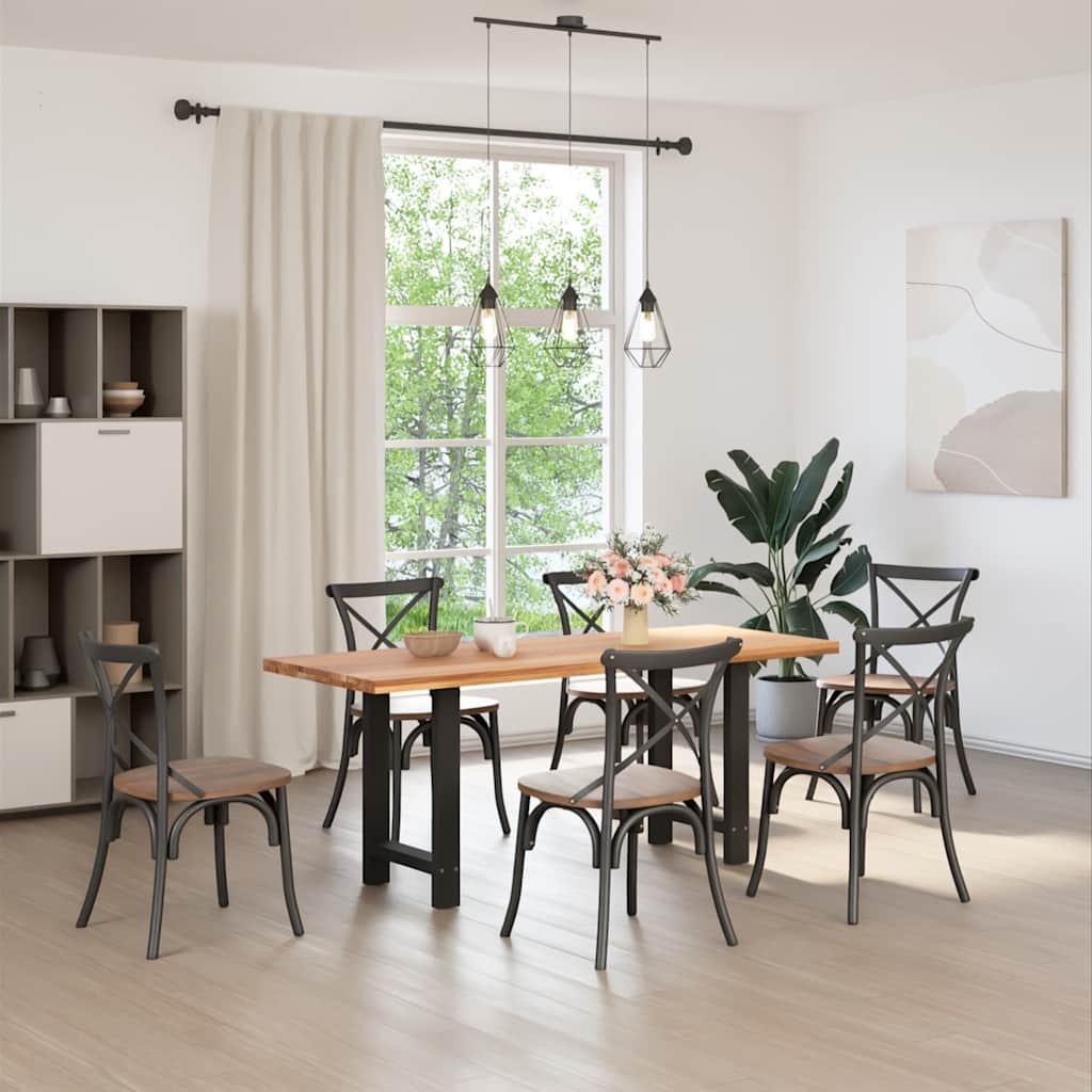 Pés para mesa de jantar pretos 2 peças 50x(72-73) cm aço
