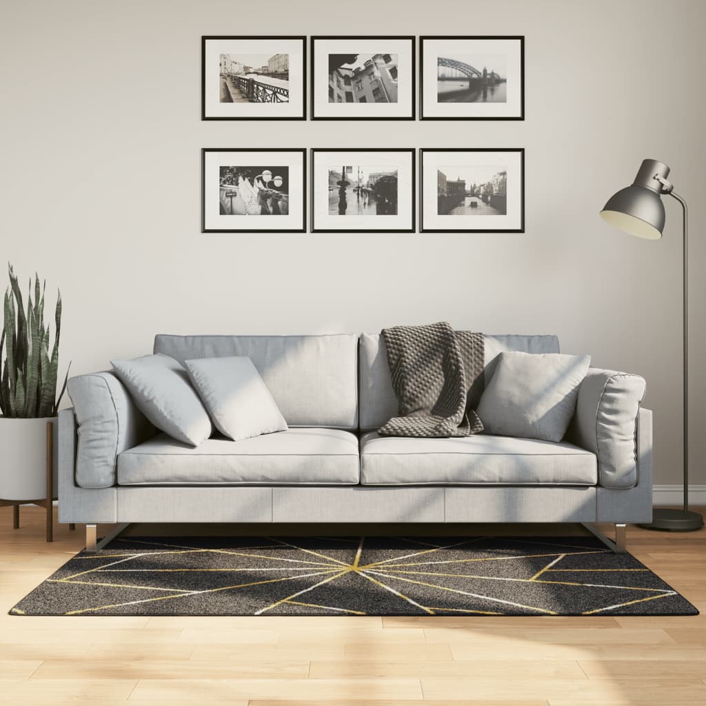 Tapete lavável 80x150 cm preto e dourado