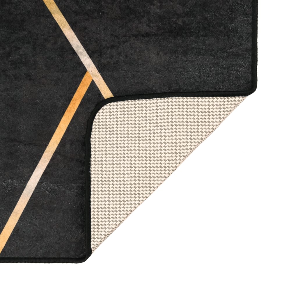 Tapete lavável 80x150 cm preto e dourado
