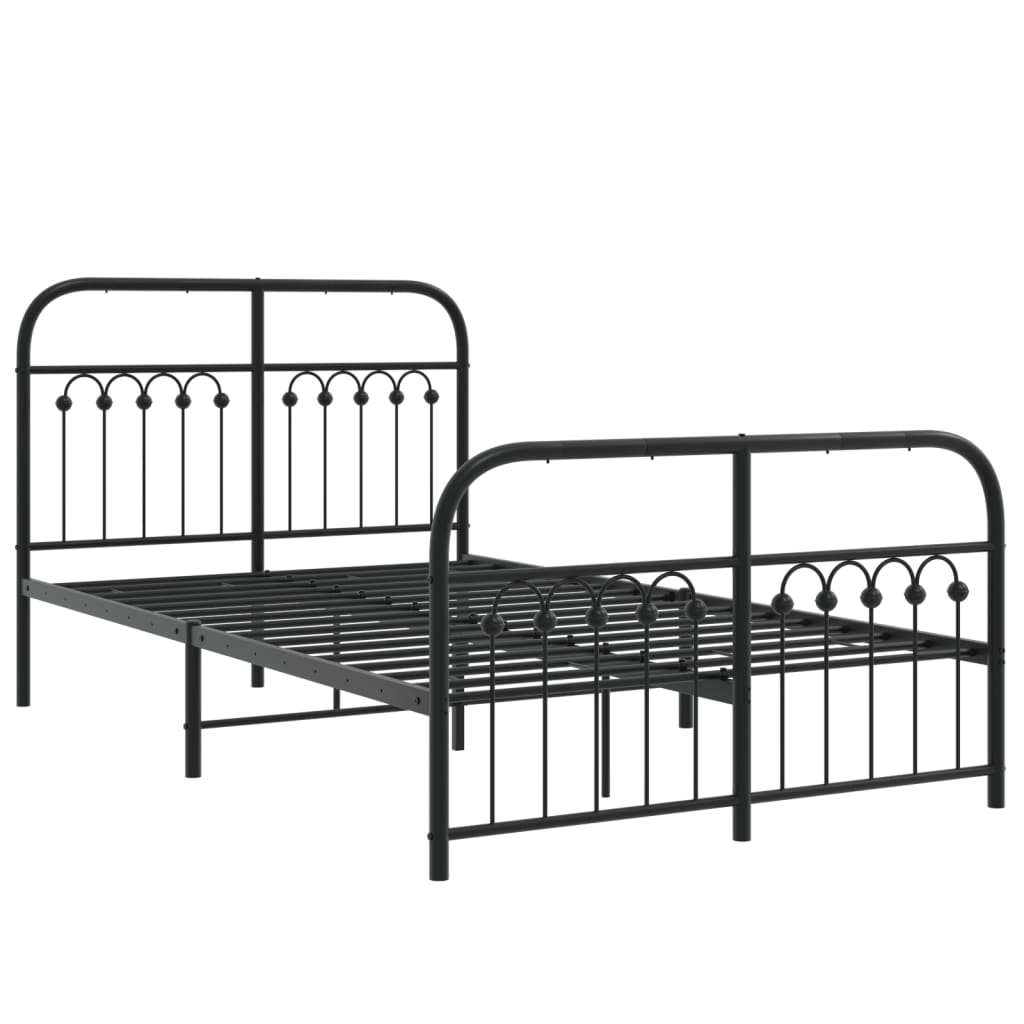 Estrutura de cama com cabeceira e pés 120x190 cm metal preto