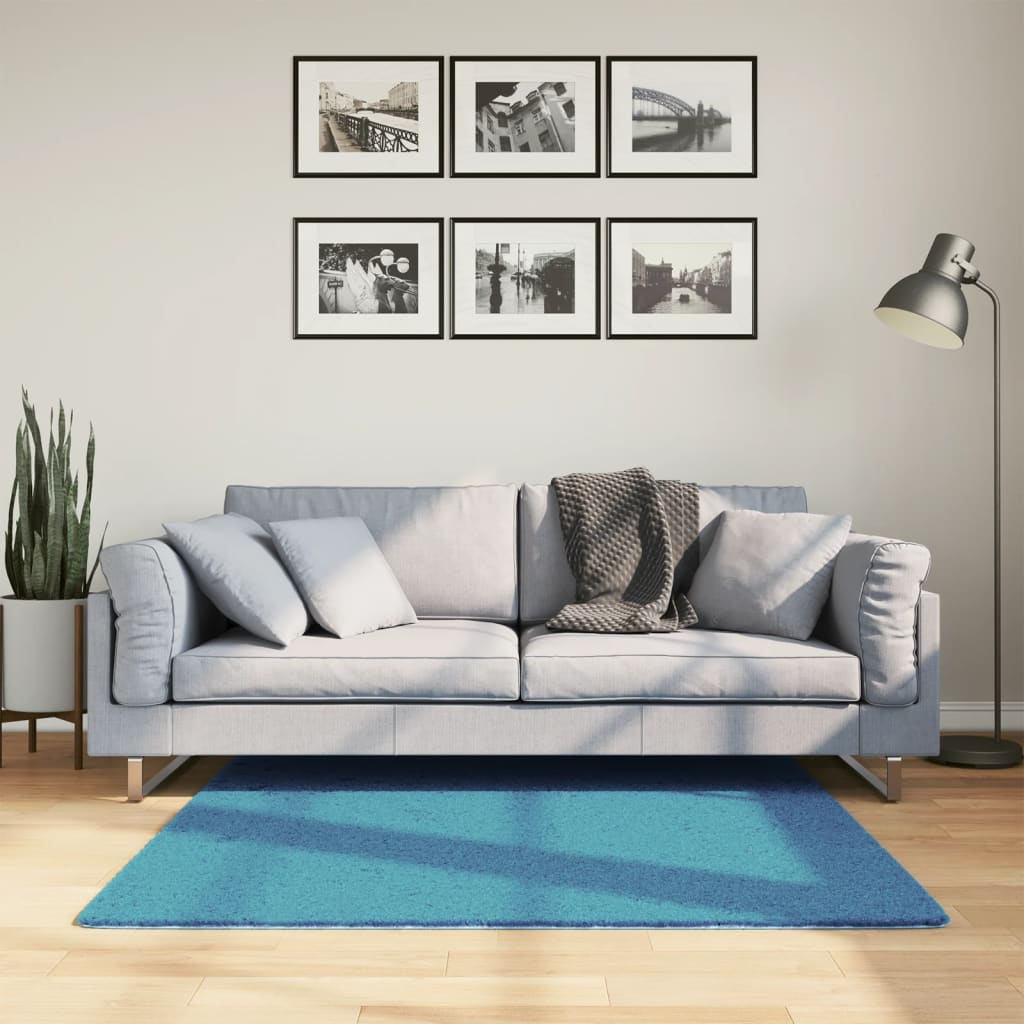 Tapete de pelo curto oviedo 120x120 cm turquesa