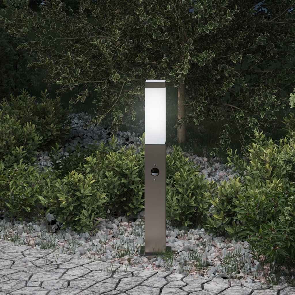 Luminária de poste com sensor, 50 cm, aço inoxidável, IP44