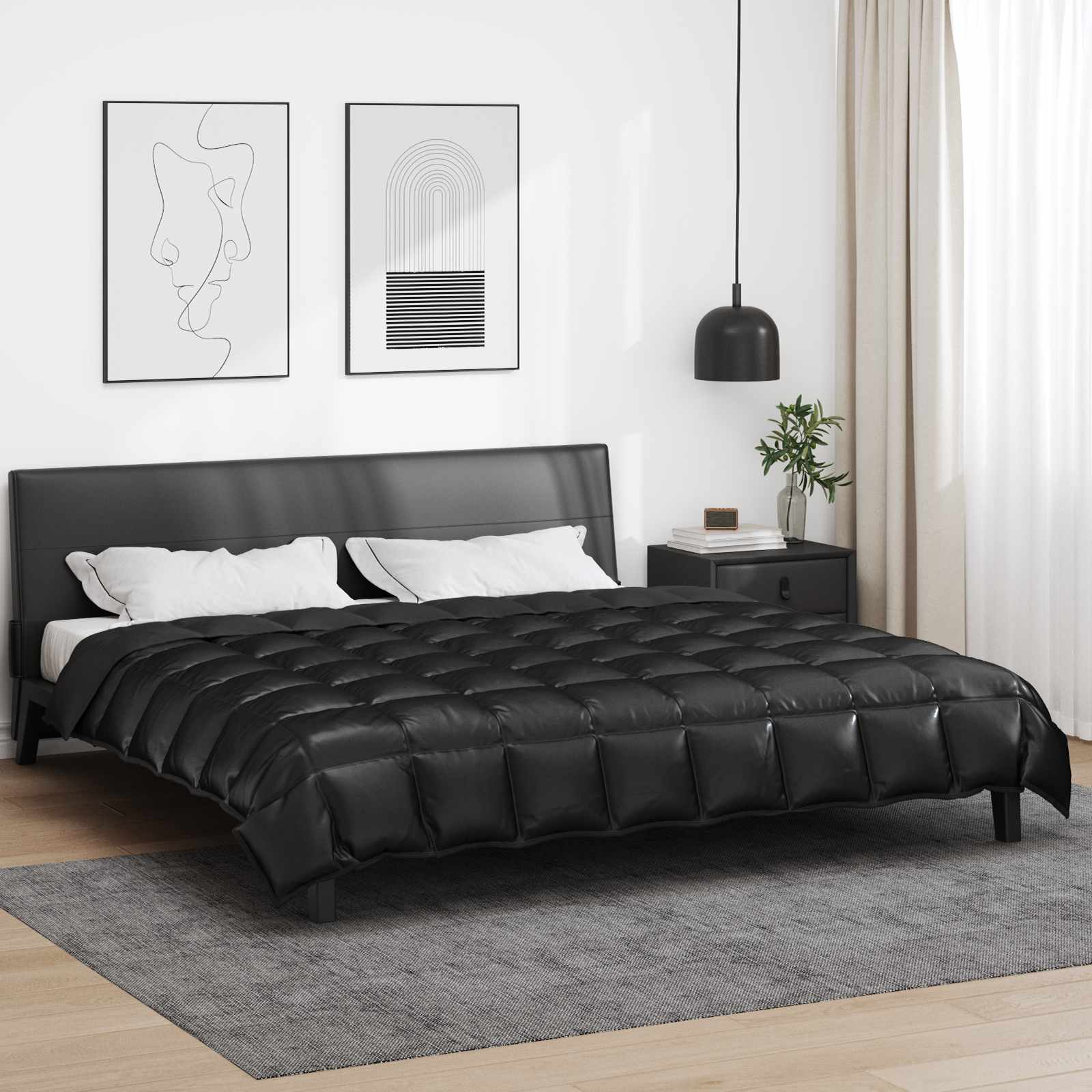 Edredom de inverno preto 200 x 240 cm cetim e microfibra