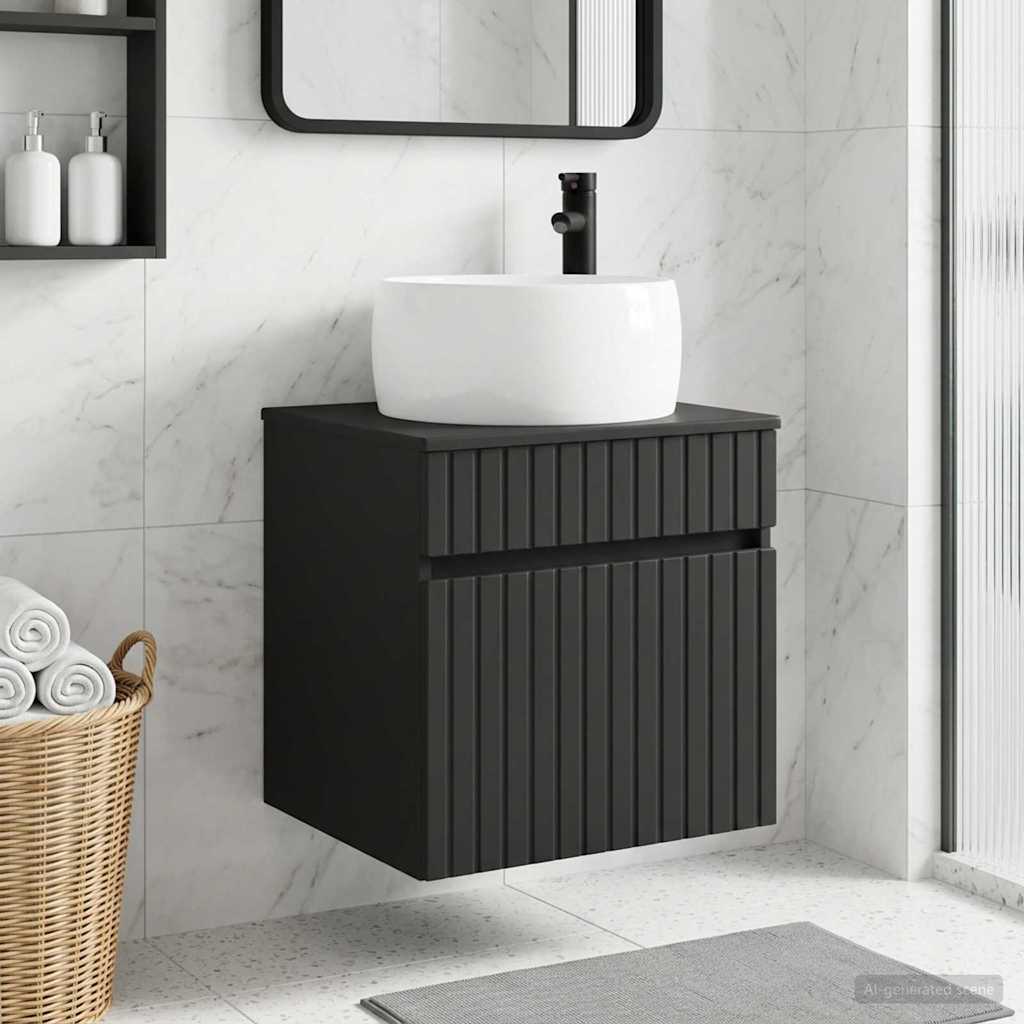 Vanidade de pia de parede preto 49 x 44,5 x 66 cm