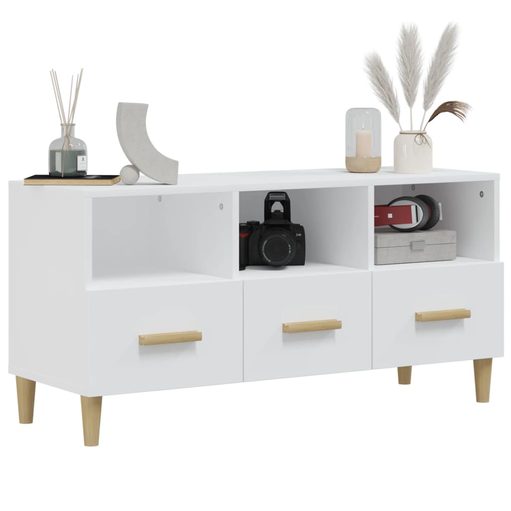 Móvel para TV 102x36x50 cm derivados madeira branco brilhante