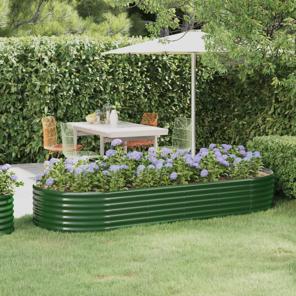 Canteiro elevado jardim 249x100x36 cm aço galvanizado verde