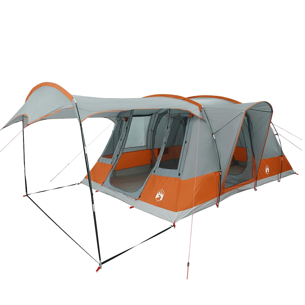 Tenda de campismo túnel p/ 5 pessoas impermeável cinza/laranja
