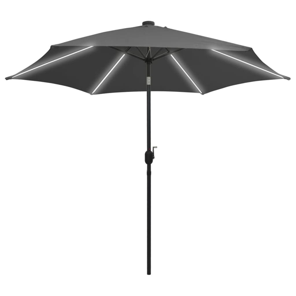 Guarda-sol jardim c/ luzes LED/poste alumínio 300 cm antracite