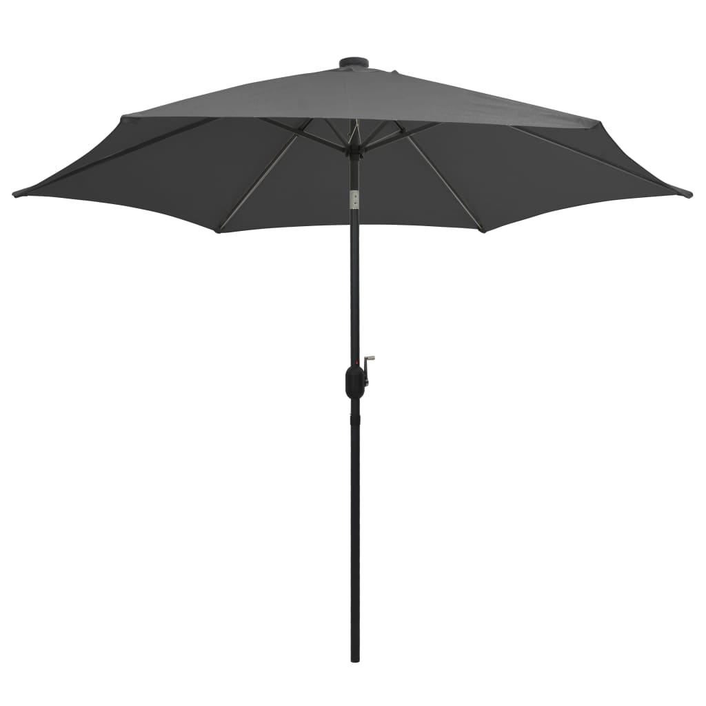 Guarda-sol jardim c/ luzes LED/poste alumínio 300 cm antracite