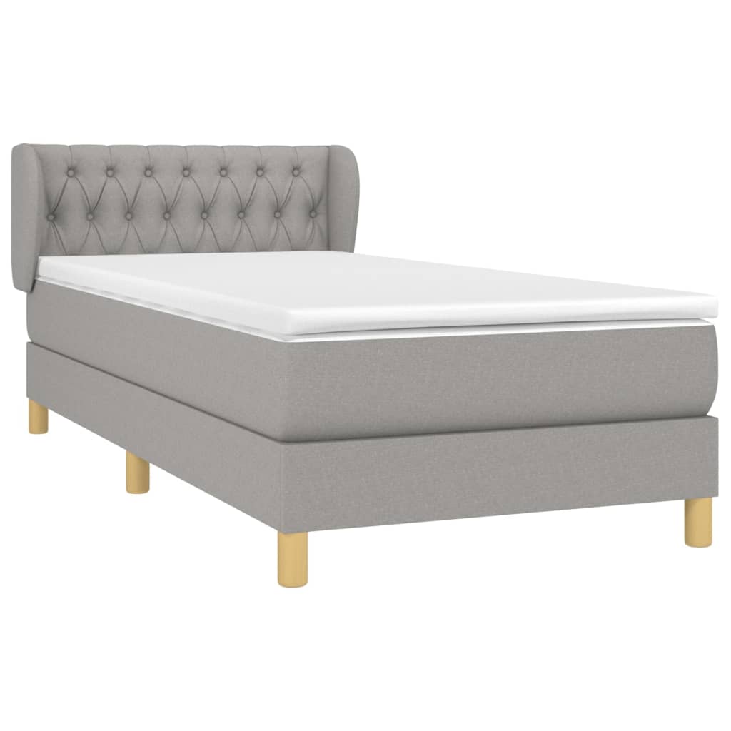 Cama com molas/colchão 90x190 cm tecido cinzento-claro