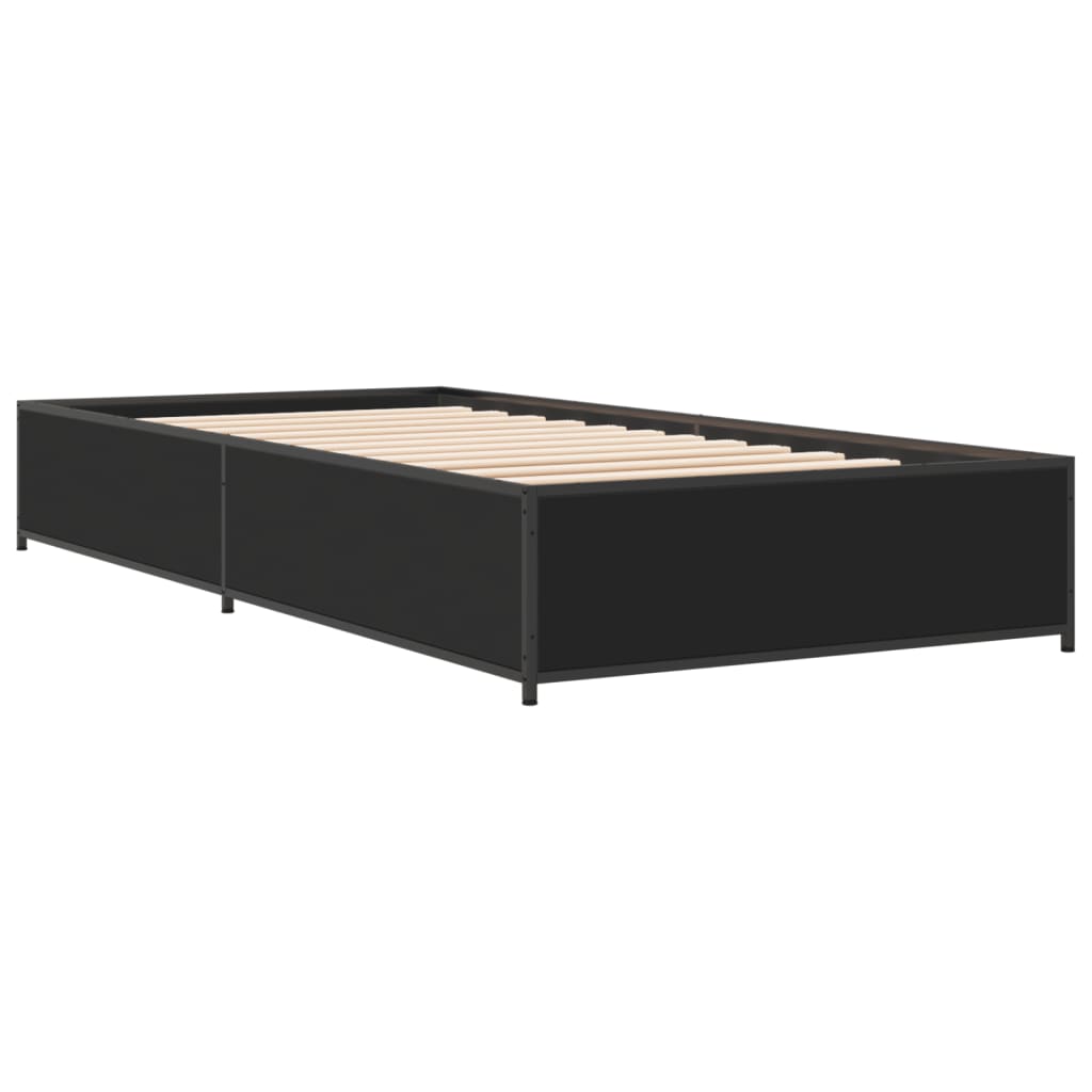 Estrutura de cama 75x190 cm derivados de madeira e metal preto