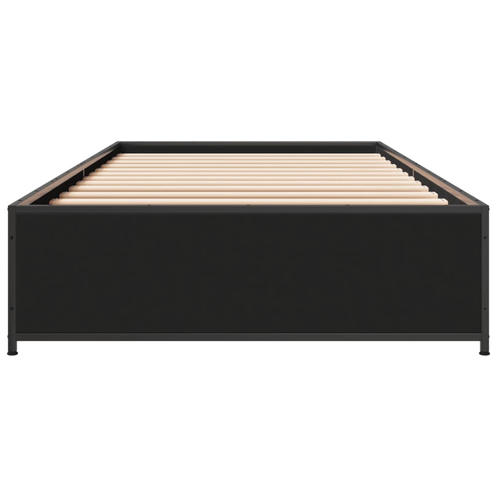 Estrutura de cama 75x190 cm derivados de madeira e metal preto
