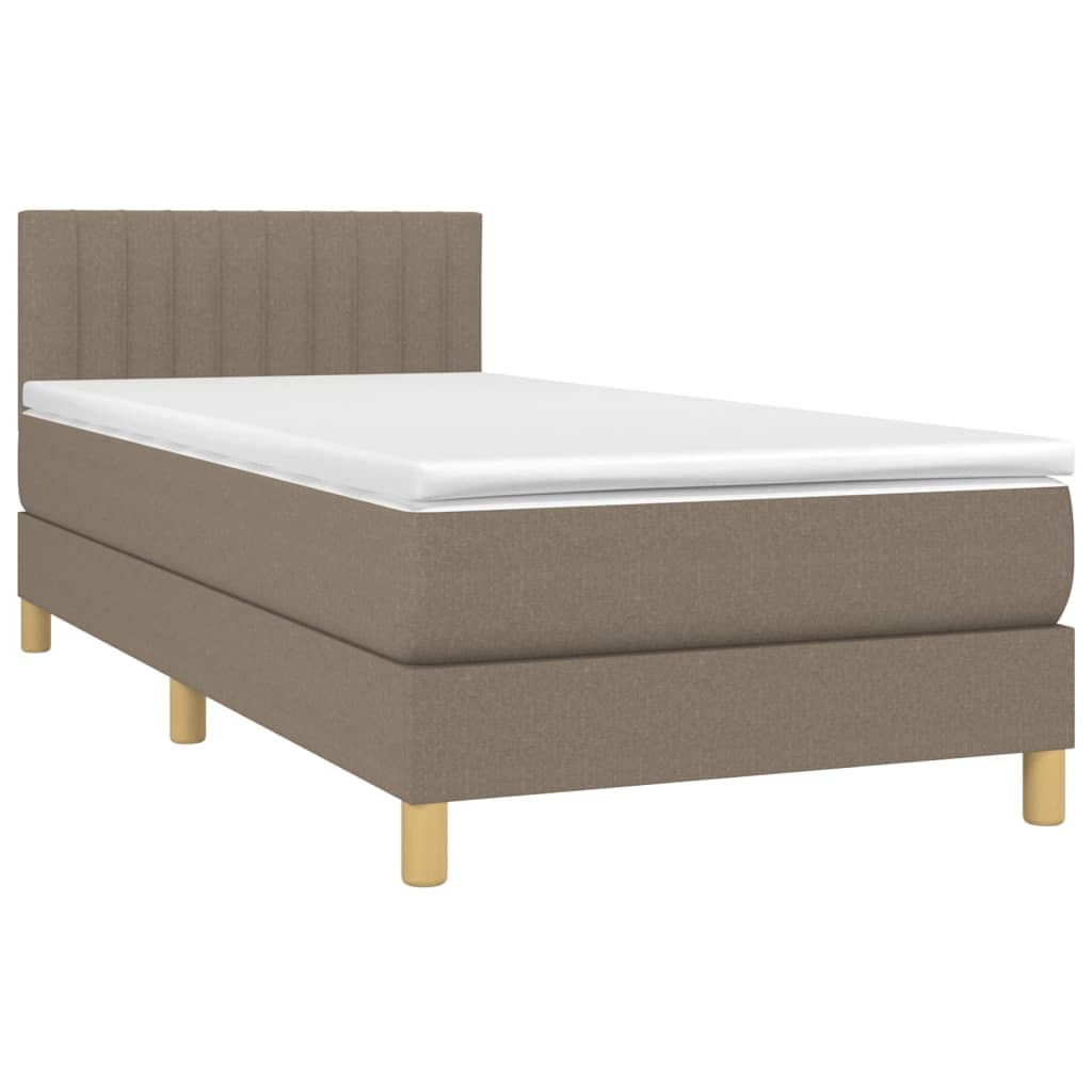 Cama com molas/colchão 90x190 cm tecido castanho-acinzentado