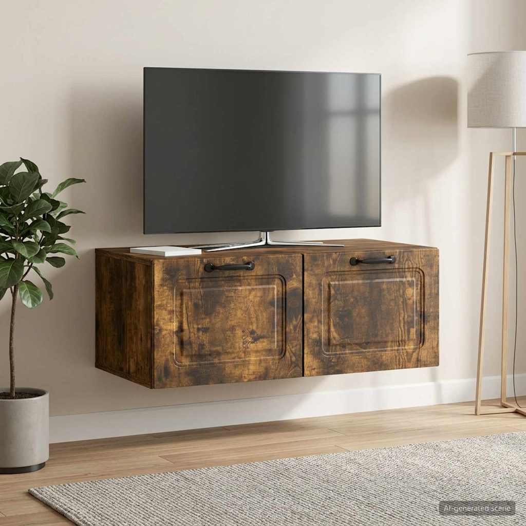 Gabinete de TV de parede carvalho fumado 78,5 x 41 x 30 cm