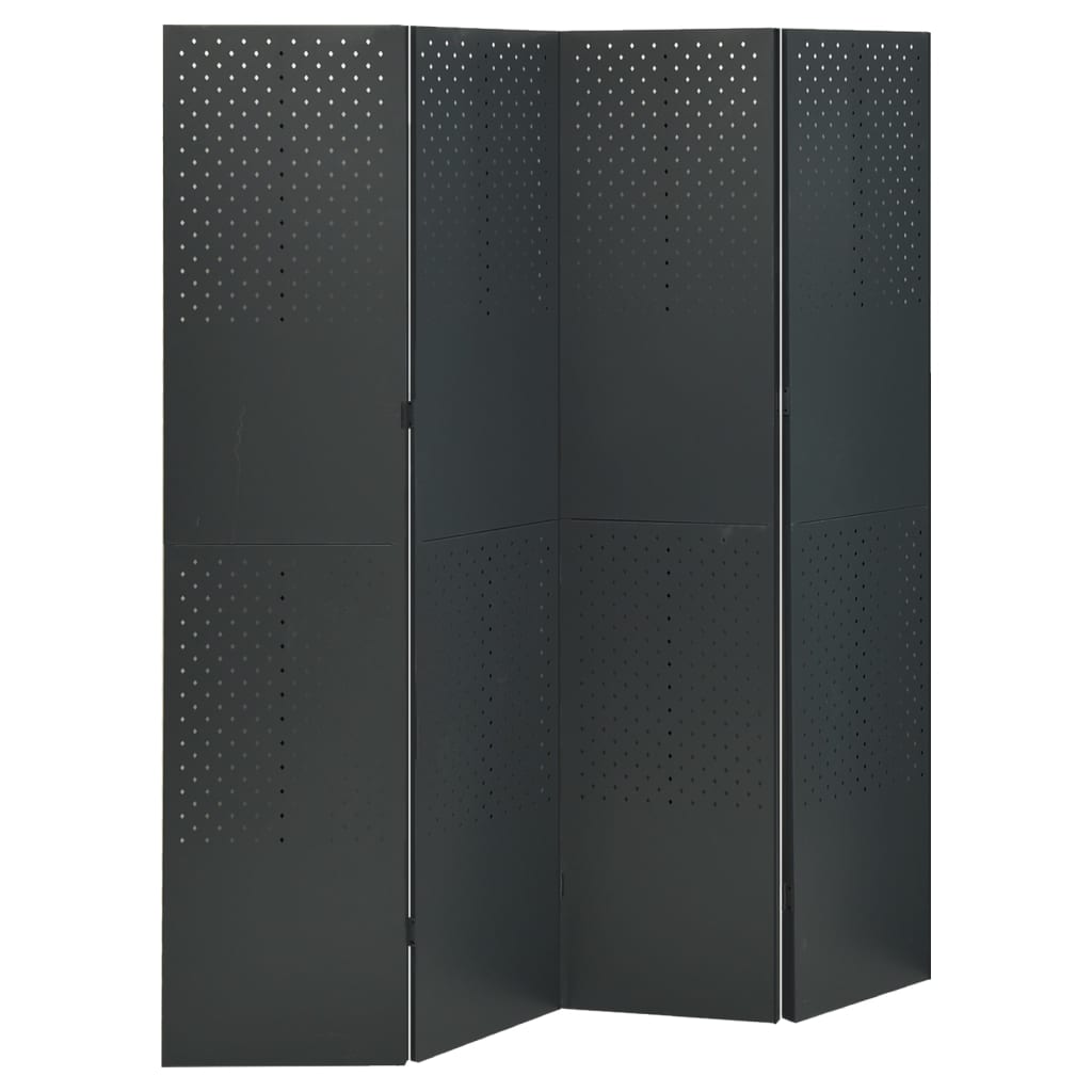 Divisórias/biombos com 4 painéis 2 pcs aço 160x180 cm antracite