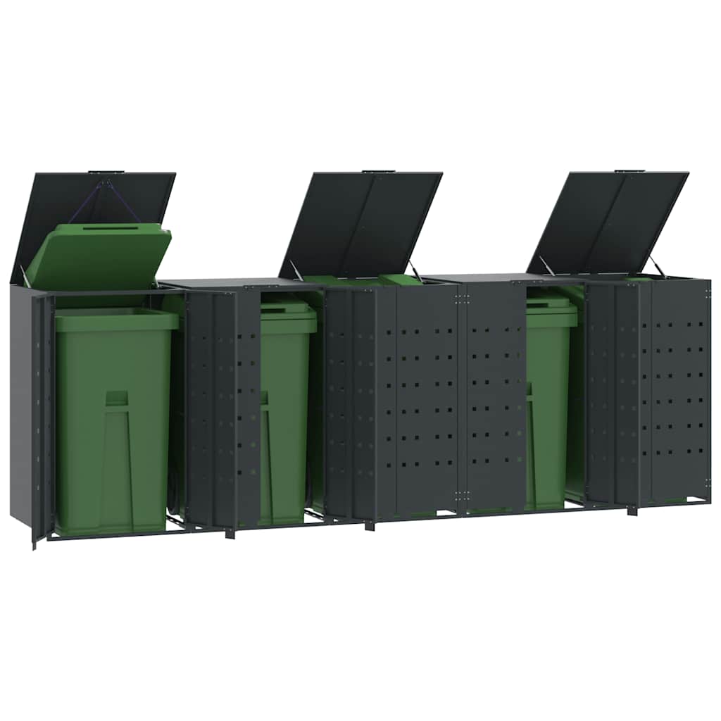 Abrigo para 5 caixotes do lixo 345x79x117 cm aço antracite