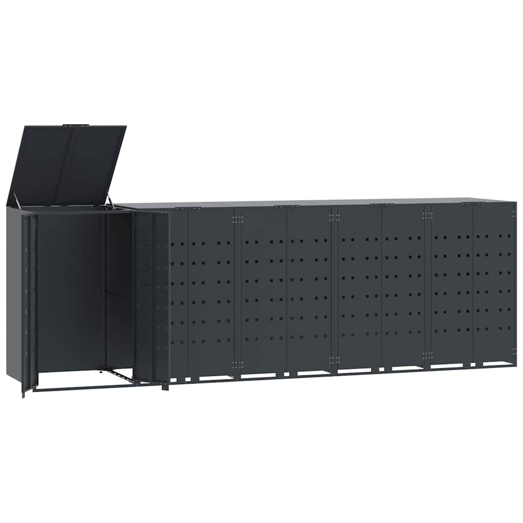 Abrigo para 5 caixotes do lixo 345x79x117 cm aço antracite
