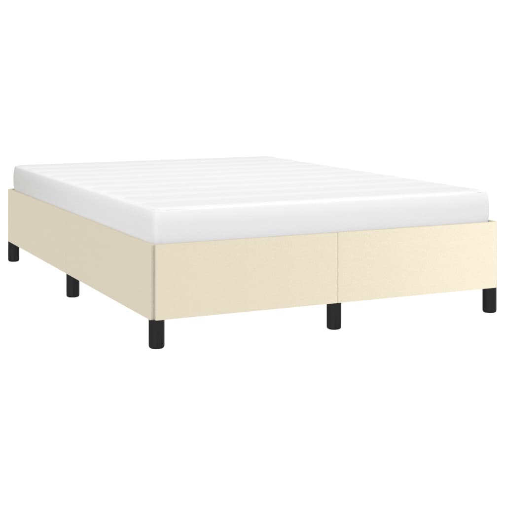Estrutura de cama 140x190 cm couro artificial cor creme