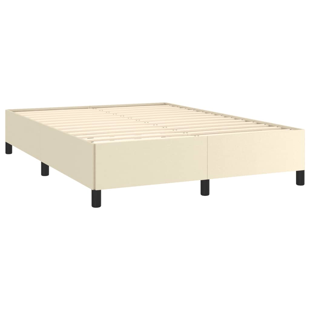Estrutura de cama 140x190 cm couro artificial cor creme